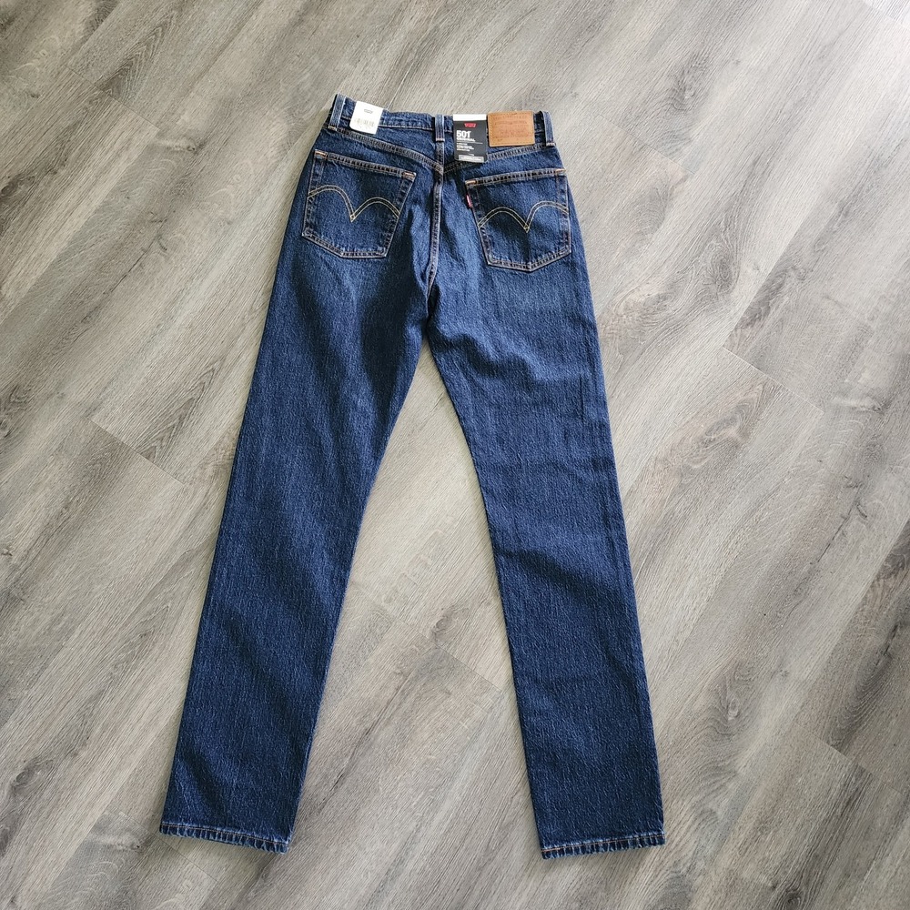 Levi's Premium 501 Original High Rise Straight Leg Jeans Dark Wash W25 L32